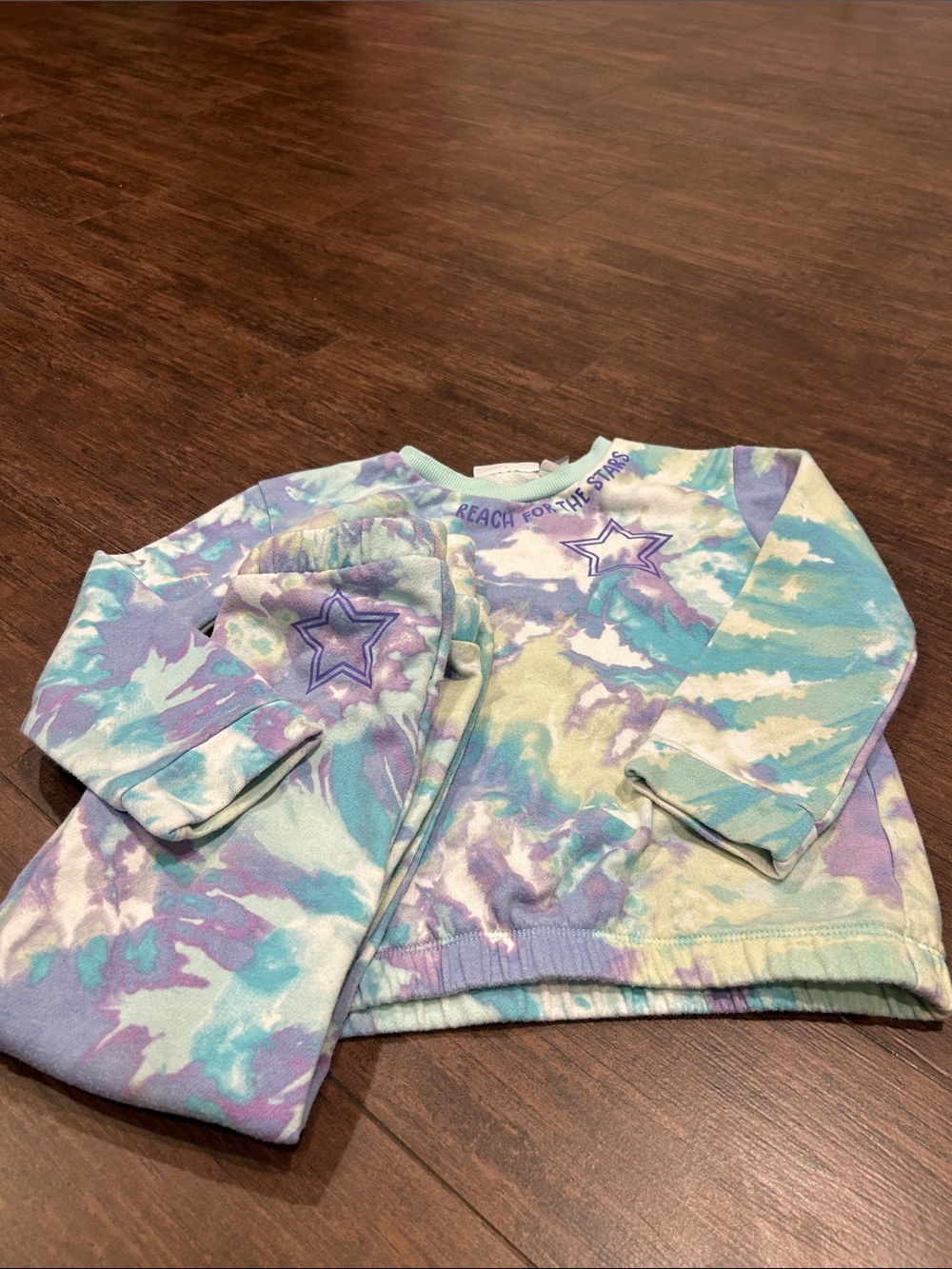 Reach for the Stars Tie-Dye Kids Sweatshirt and sweat pants